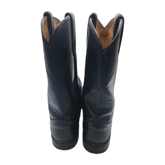 Justin Womem's Sz 7 Black Leather Roper Mexico Western Cowboy Boots - Picture 7 of 12